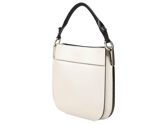 Prada Borsa Satchel Margit Small in vitello bianco - vista 2