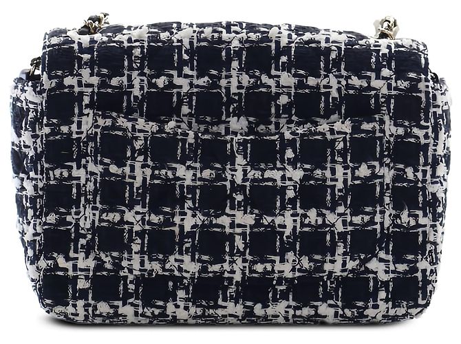 Chanel Black Mini Square Tweed Coco Heart Chain Flap - vista 2
