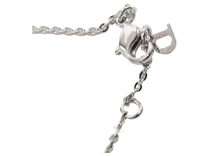 Collana Dior in ottone argentato con cristalli e tre ciondoli Spell Out - vista 4