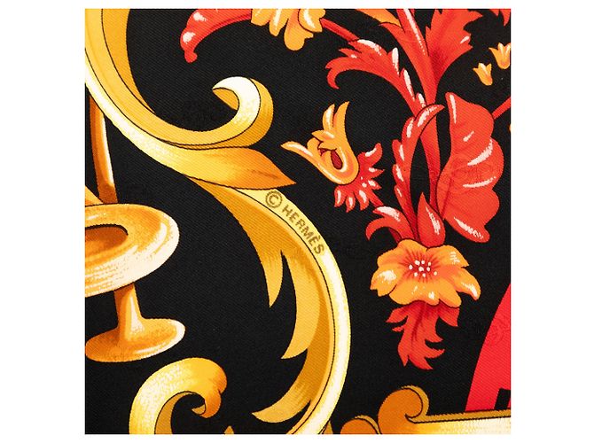 Foulard di seta Hermès Black Orgauphone et Autres Mecaniques 90 - vista 7