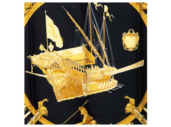 Hermès Black La Marine a Rames Seidentuch 90 - Ansicht 2