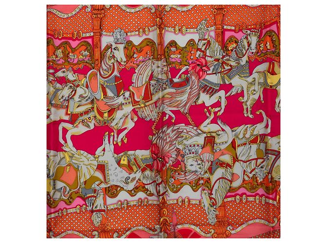 Carré de soie Hermès Pink Tournez Manege 90 - vue 2