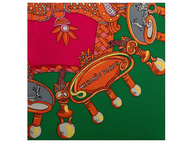 Carré de soie Hermès Pink Tournez Manege 90 - vue 5