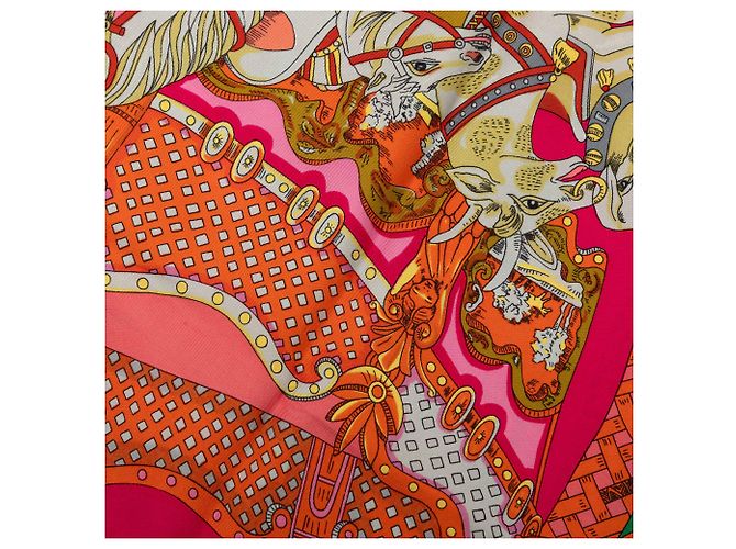 Carré de soie Hermès Pink Tournez Manege 90 - vue 6