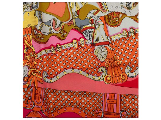 Carré de soie Hermès Pink Tournez Manege 90 - vue 7