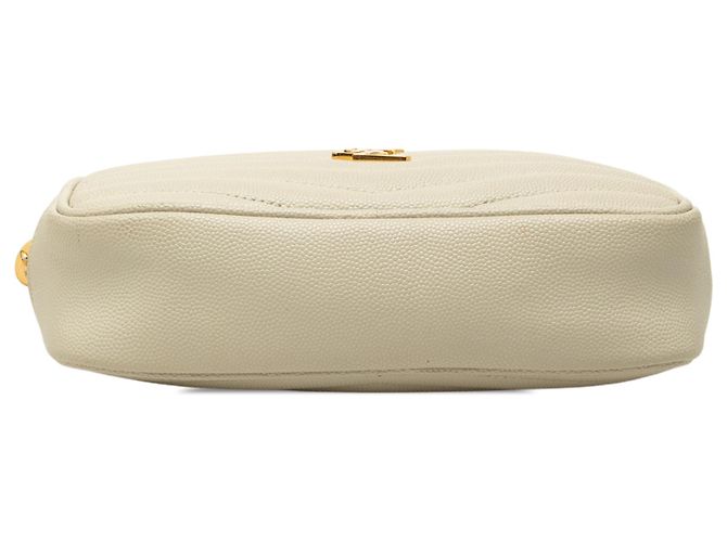 Autre Marque Bolsa Câmera Saint Laurent Lou Mini Grain de Poudre Monograma Branca com Borlas - vista 3