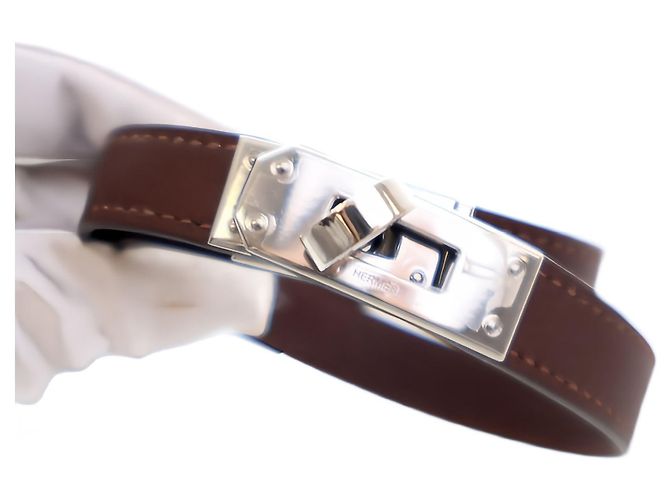 Bracciale Hermès Kelly Double Tour in Swift Marrone - vista 3