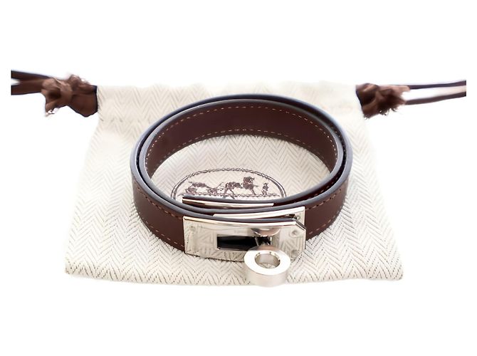 Bracciale Hermès Kelly Double Tour in Swift Marrone - vista 4