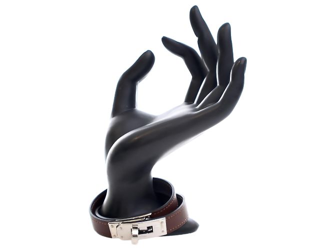 Bracciale Hermès Kelly Double Tour in Swift Marrone - vista 7