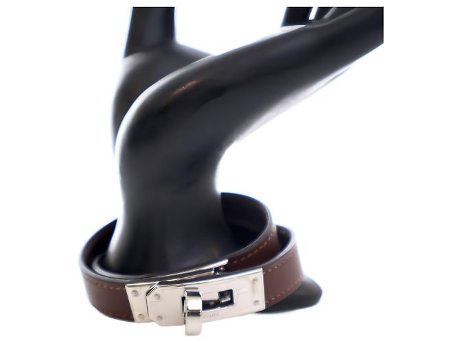 Bracciale Hermès Kelly Double Tour in Swift Marrone - vista 9