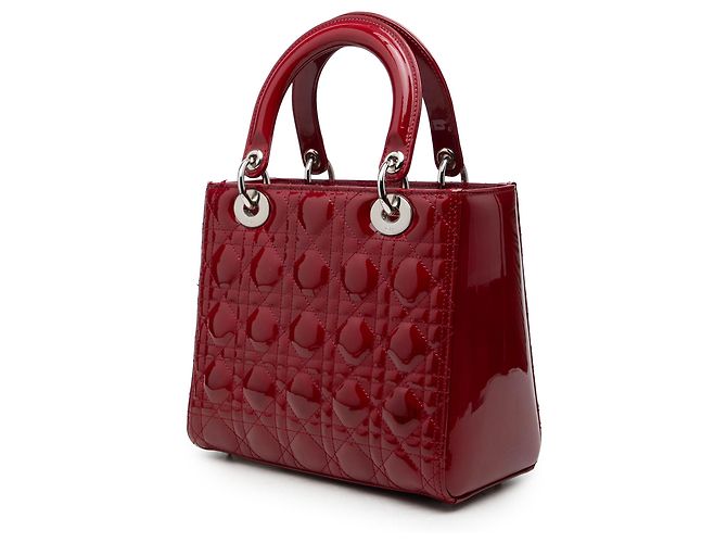Dior Red Medium Patent Cannage Lady Dior - vista 2