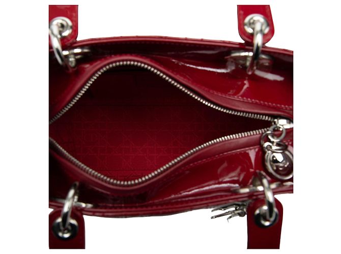 Dior Red Medium Patent Cannage Lady Dior - vista 4
