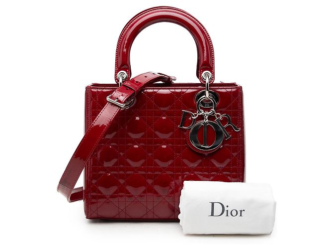 Dior Red Medium Patent Cannage Lady Dior - vista 7