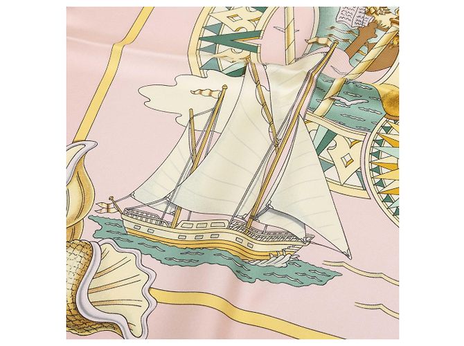 Pañuelo de seda Hermès Pink L Air Marin 90 - vista 4