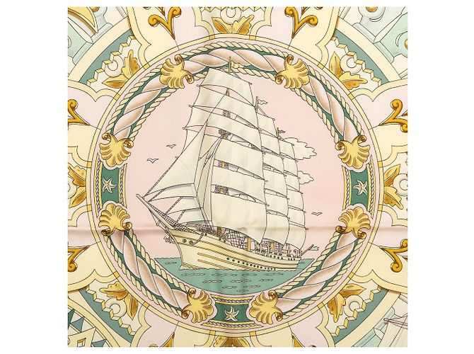 Pañuelo de seda Hermès Pink L Air Marin 90 - vista 7
