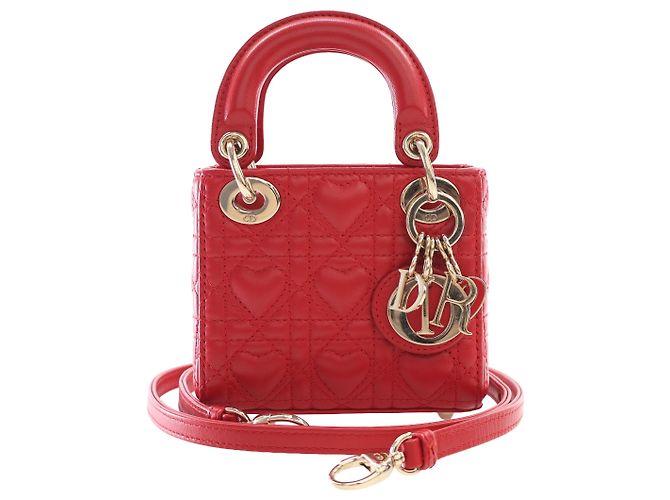 Dior Red DiorAmour Micro Lambskin Cannage Lady Dior - vista 11
