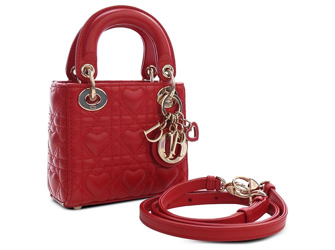 Dior Red DiorAmour Micro Lambskin Cannage Lady Dior - vista 12