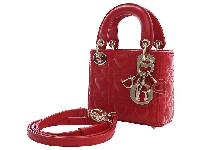 Dior Red DiorAmour Micro Lambskin Cannage Lady Dior - vista 13