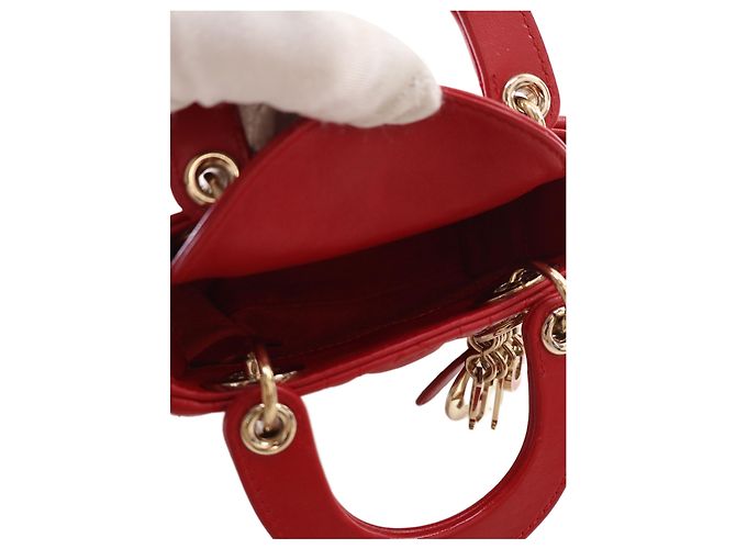 Dior Red DiorAmour Micro Lambskin Cannage Lady Dior - vista 4