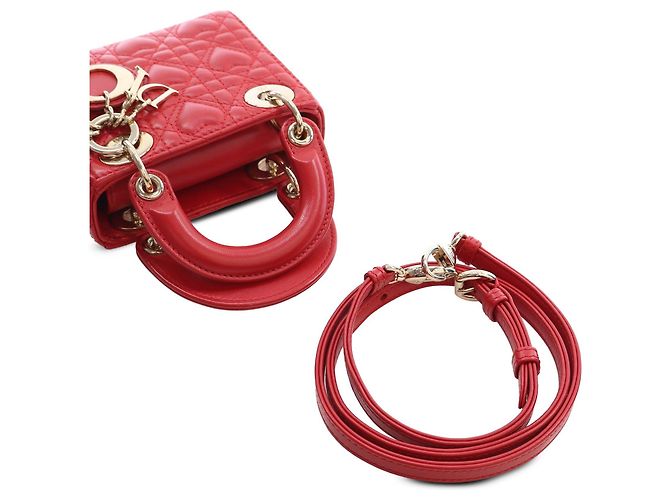 Dior Red DiorAmour Micro Lambskin Cannage Lady Dior - vista 6