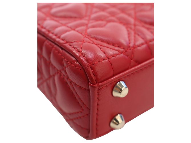 Dior Red DiorAmour Micro Lambskin Cannage Lady Dior - vista 7