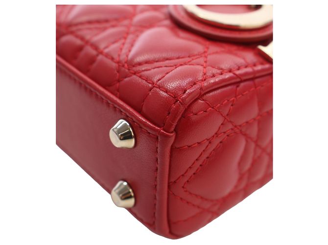 Dior Red DiorAmour Micro Lambskin Cannage Lady Dior - vista 8