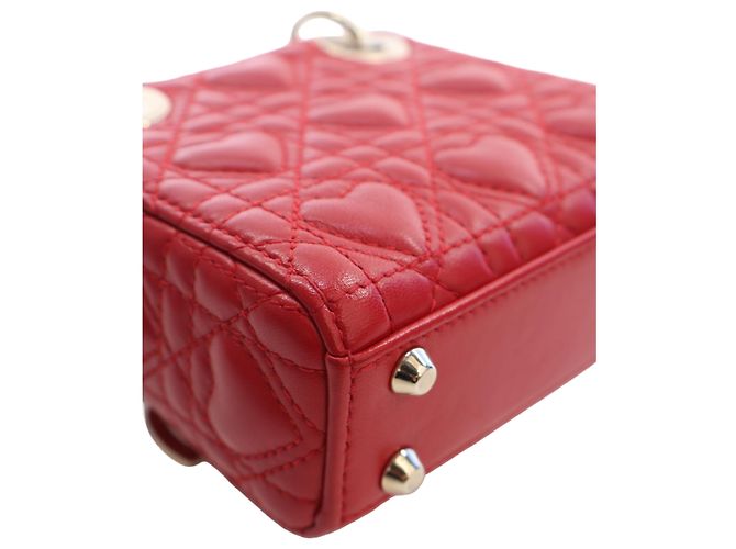 Dior Red DiorAmour Micro Lambskin Cannage Lady Dior - vista 9