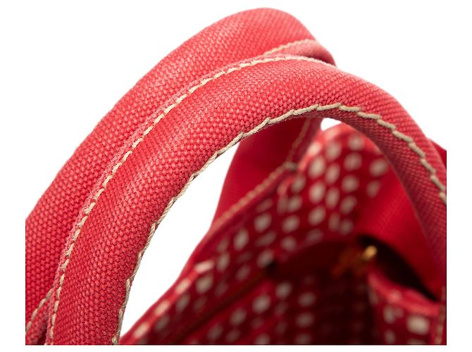 Borsa Tote Prada Small in Canapa Rossa con Logo - vista 6