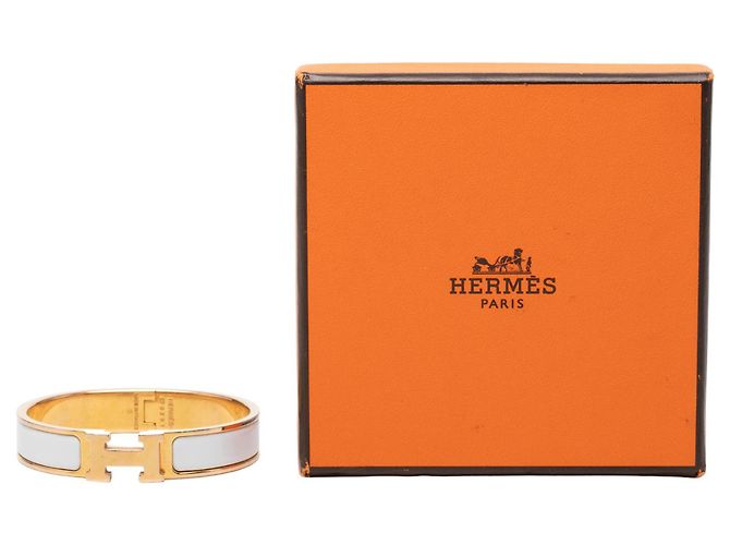 Bracciale Clic H PM in smalto bianco stretto Hermès - vista 5