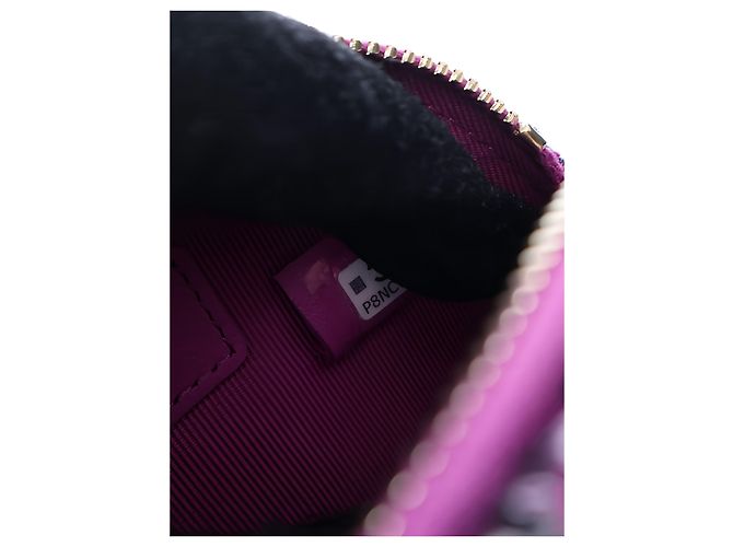 Clutch Chanel Mini CC in tweed matelassé viola con catena - vista 8