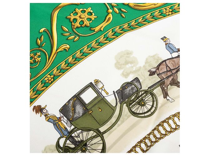 Pañuelo de seda Hermès White La Promenade de Longchamps 90 - vista 5