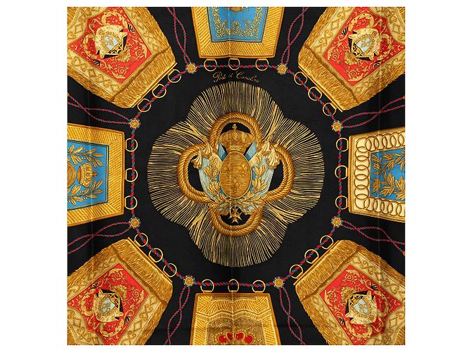 Lenço de seda Hermès Black Poste et Cavalerie 90 - vista 2