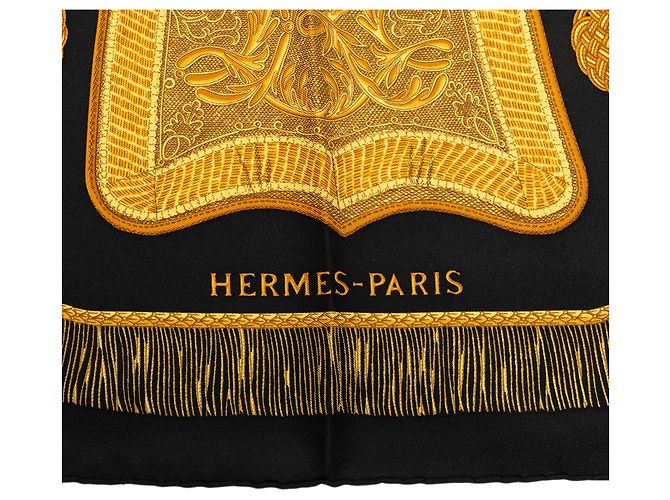Lenço de seda Hermès Black Poste et Cavalerie 90 - vista 5