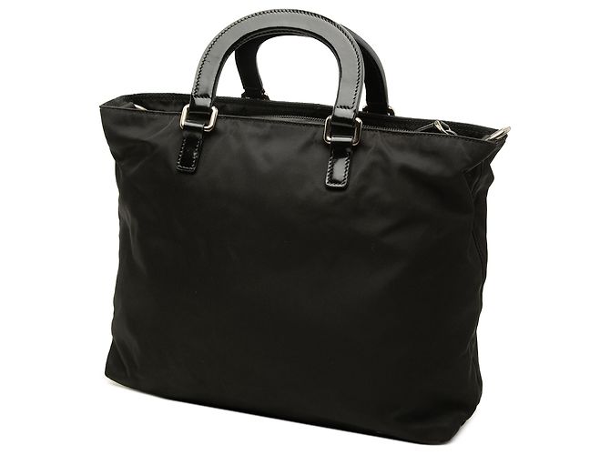 Borsa Prada in Tessuto Canapa nera con logo - vista 2