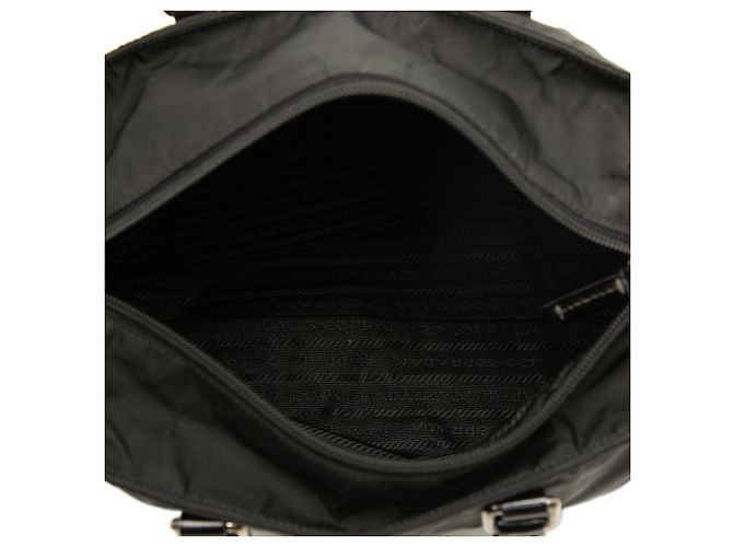 Borsa Prada in Tessuto Canapa nera con logo - vista 4