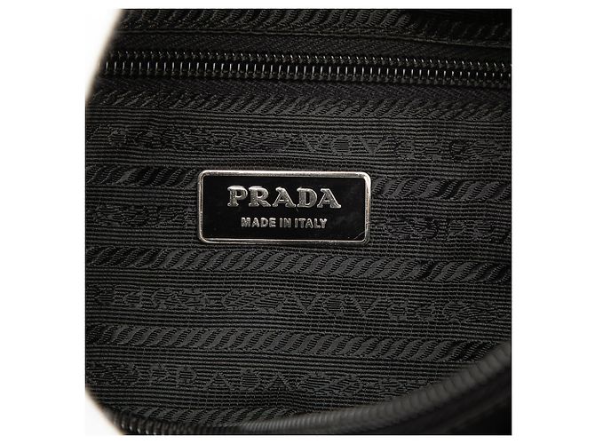 Borsa Prada in Tessuto Canapa nera con logo - vista 5