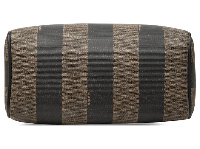 Fendi Mini Pequin Brown Coated Canvas Convertible Boston Bag - vista 3
