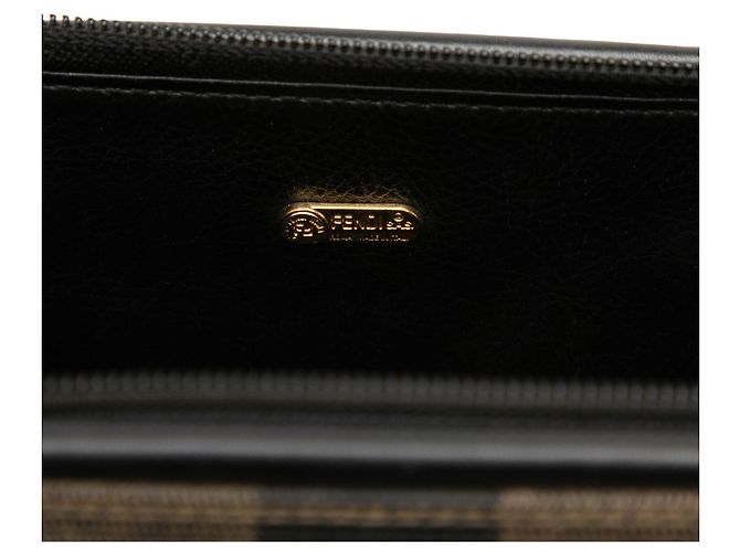 Fendi Mini Pequin Brown Coated Canvas Convertible Boston Bag - vista 5