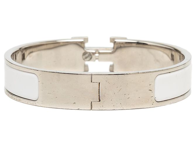 Bracciale Hermès Clic H PM in smalto bianco stretto - vista 3