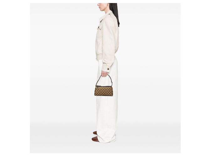 Pochette Gucci Beige GG Canvas Abbey D Ring - vista 6