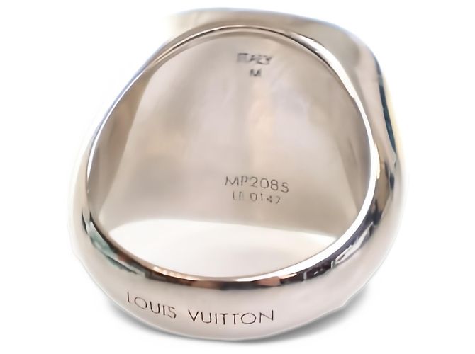 Louis Vuitton Silver Brass Monogram Lock Signet Ring - view 2