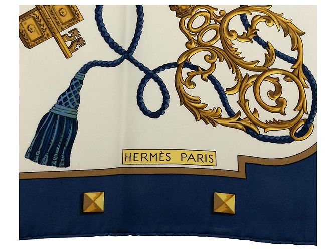 Hermès White Les Cles Seidentuch 90 - Ansicht 2