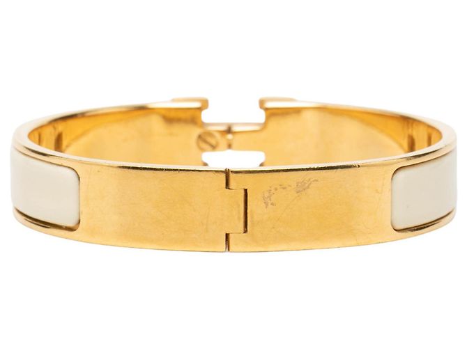 Bracciale Hermès Clic H PM in smalto bianco stretto - vista 3