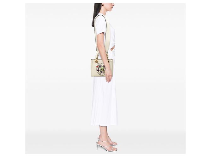 Dior White Niki De Saint Phalle Medium Calfskin Lady Dior - vue 6