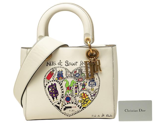 Dior White Niki De Saint Phalle Medium Calfskin Lady Dior - vue 7