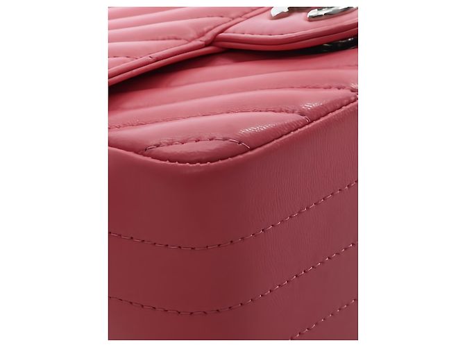 Chanel Pink Mini Square Classic Chevron Lambskin Single Flap - vista 10