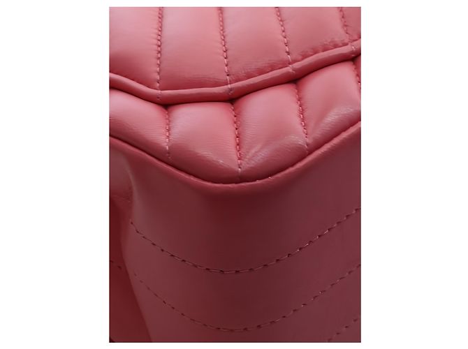 Chanel Pink Mini Square Classic Chevron Lambskin Single Flap - vista 8