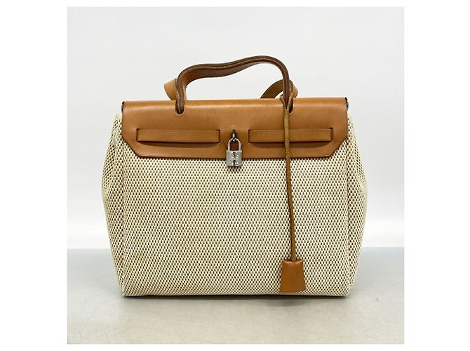 Hermès Borsa Hermes Herbag PM Toile GM Natural - vista 13