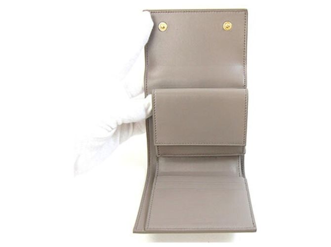 Céline Portefeuille tri-fold Celine en cuir grainé grisâtre - vue 4