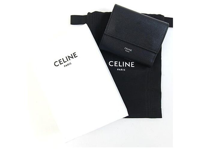 Céline Carteira Trifold Celine em couro preto - vista 10